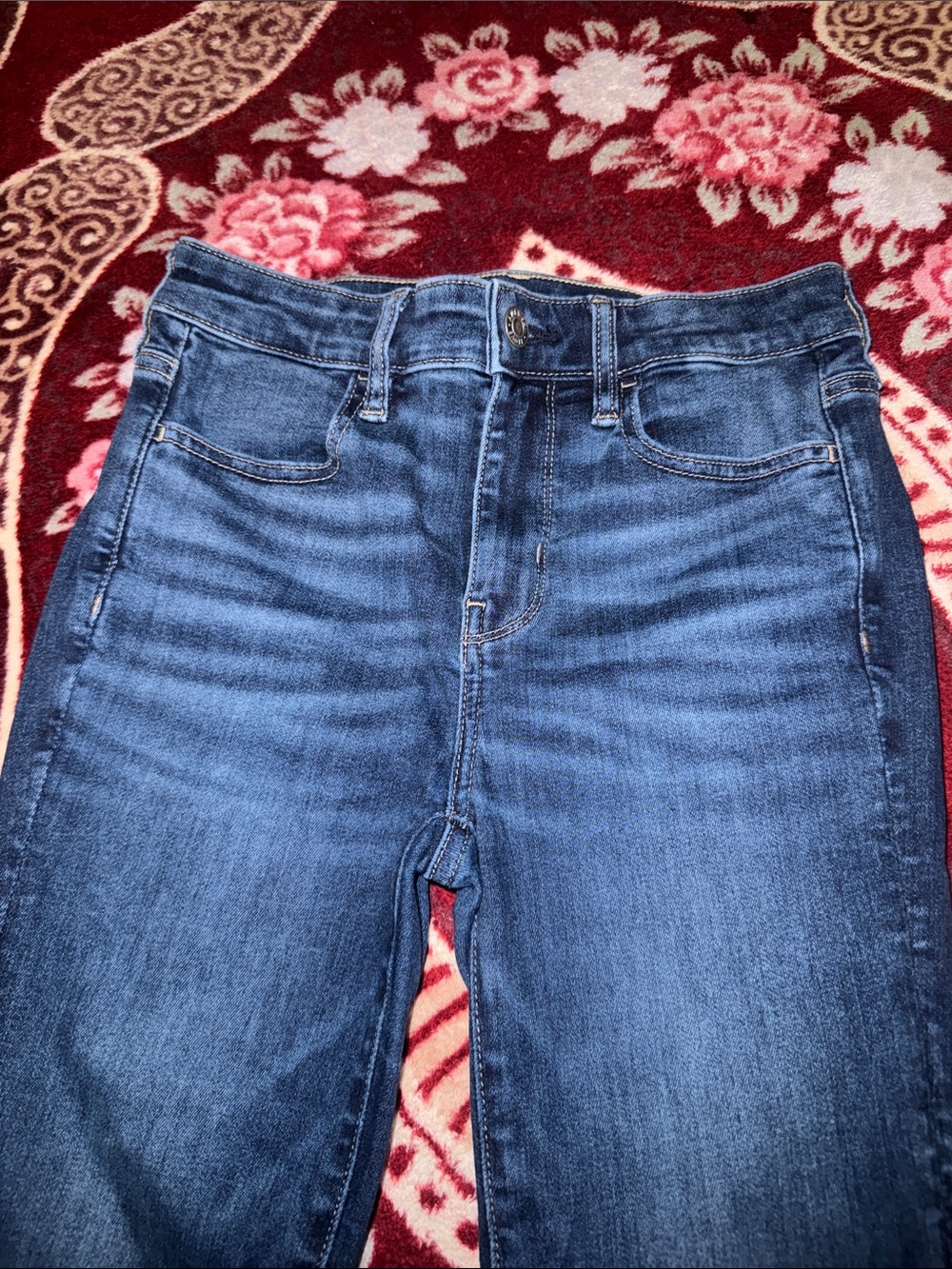 American Eagle Outfitters Women's Dark Blue High-Rise Jeans
